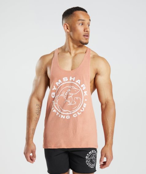 Men's Gymshark Legacy Stringer Tanks Pink | CA A75N36